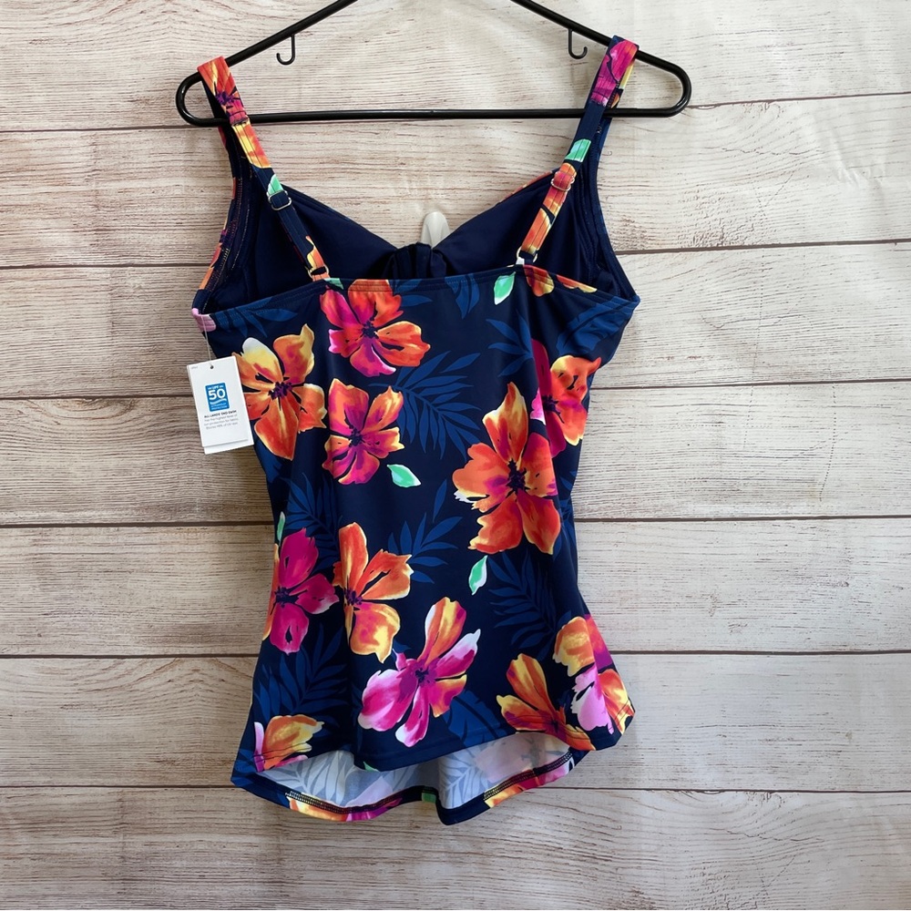 NEW WITH TAGS LANDS END FLORAL TWIST FRONT‎ TANKINI TOP - Picture 5 of 9
